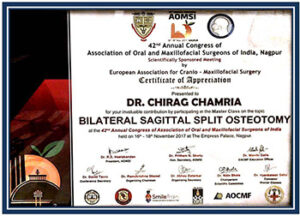 Dr. Chirag Chamria certificate