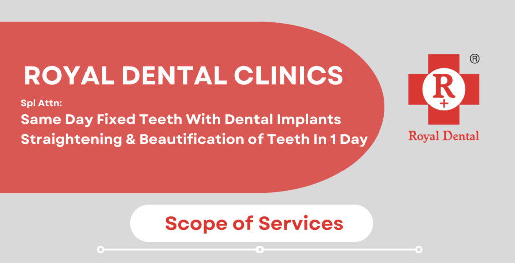 Scope of services by Royal Dental Clinics
