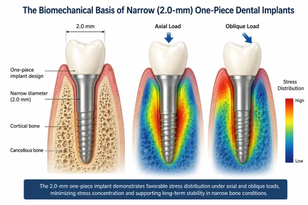 The Biomechanical Basis of Narrow (2.0-mm) One-Piece Dental Implants